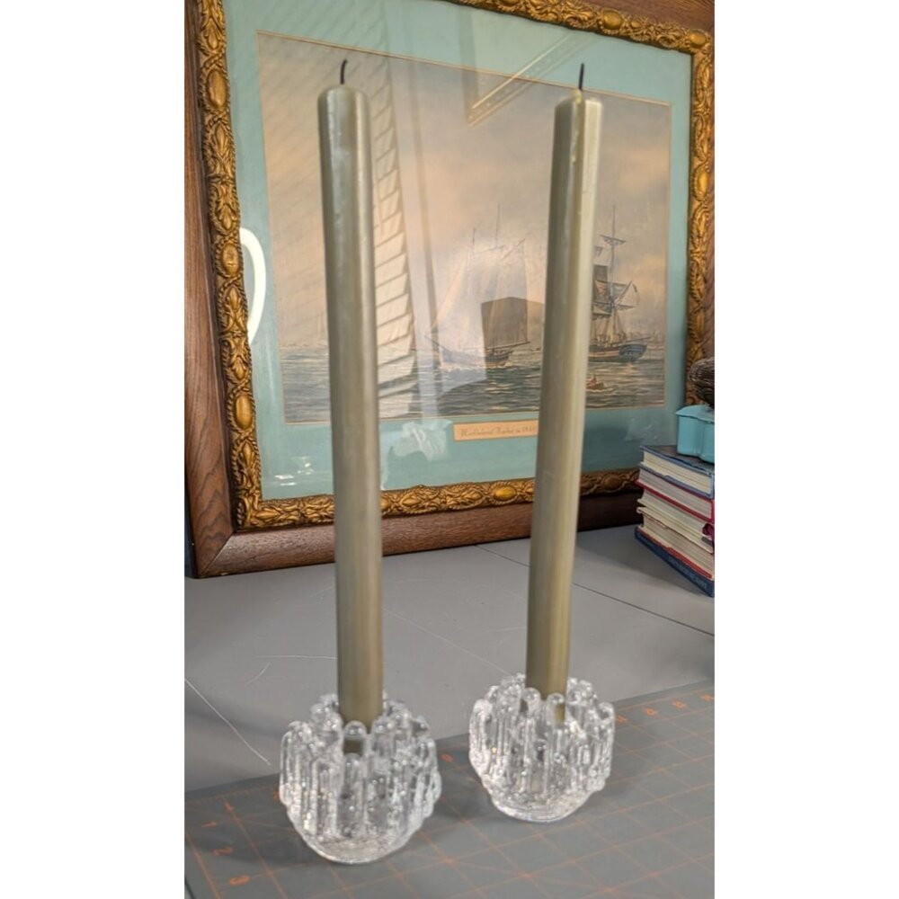 Kosta Boda Goran Warff Crystal Votive Candle Holders Set of 2 - Picture 10 of 16